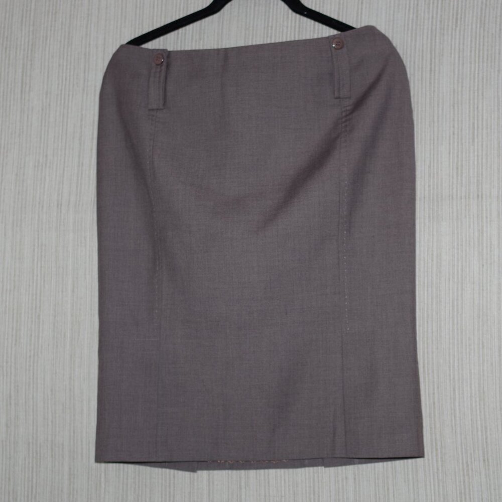 Barami terylene rayon blend pleated taupe brown pencil knee length skirt Size 4
